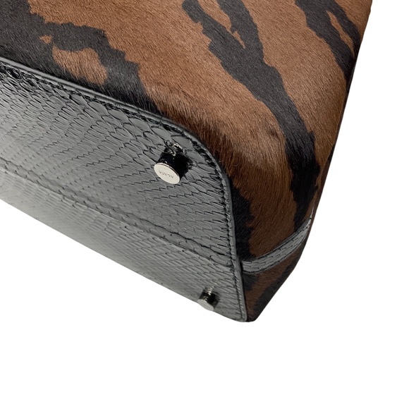 ALAIA CANELLE / NOIR NUT BROWN MINA MEDIUM POLAIN ZEBRA AND ELAPHE CALF HAIR AND - Picture 9 of 16